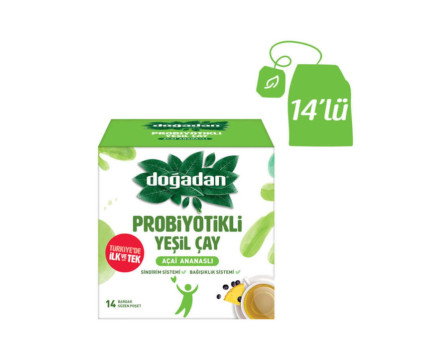 Green tea probiotic with pineapple flavor 14 bags