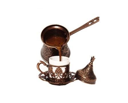 ركوة قهوة تركية معدنية لأربع أشخاص