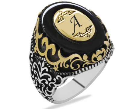 Black and Silver Mens Ring